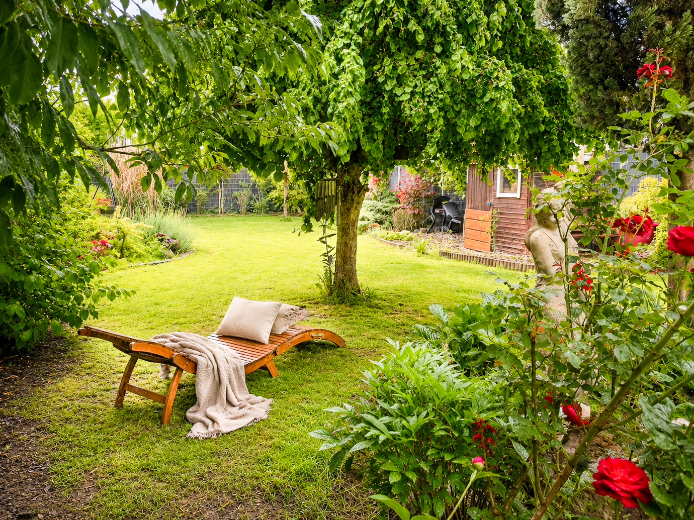 Ferienhaus mit umzäuntem Garten für Hundeurlaub Speyer Mannheim Heidelberg.